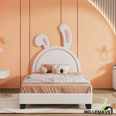 Bellemave® PU Leather Upholstered Platform Bed with Rabbit Ornament - Bellemave